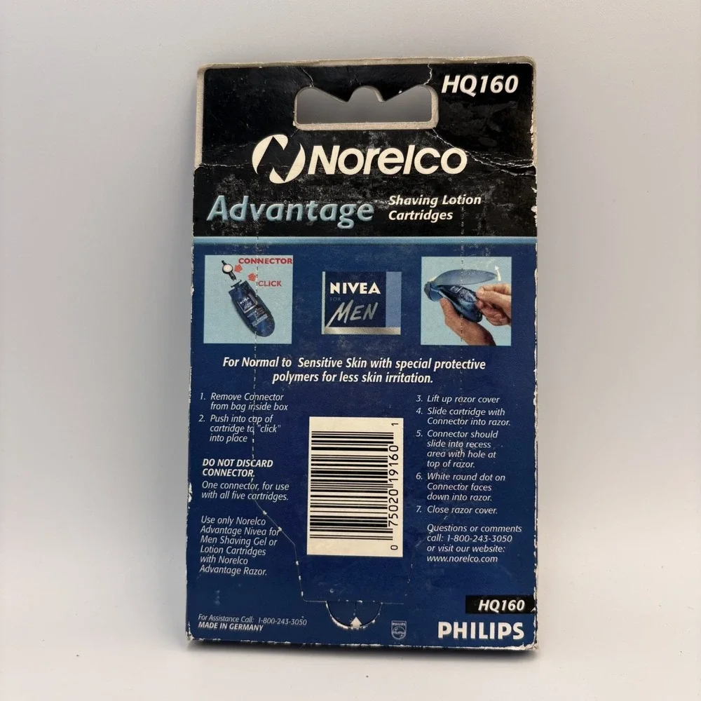 New Norelco Advantage Nivea for‎ Men Shaving Lotion Cartridges HQ160 5 Total